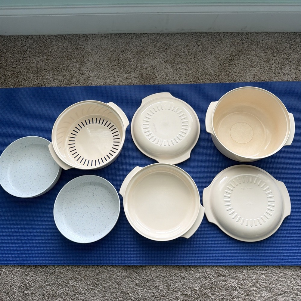 Tupperware Microwave 7 Piece Stack Cooker Steamer Set EXCELLENT USED CONDITION